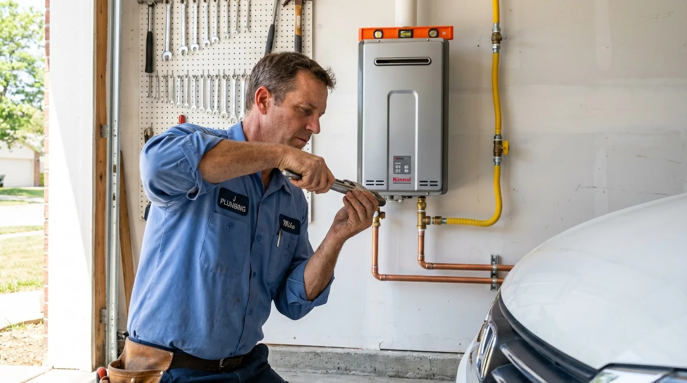 Tankless water heater installation by a Johns Plumbing LLC plumber in Canutillo